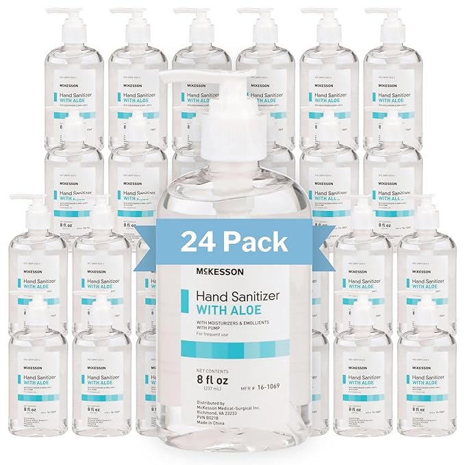 McKesson Hand Sanitizer Pump with Aloe, 8 oz [Pack of 24] Bulk, 62% Ethyl Alcohol