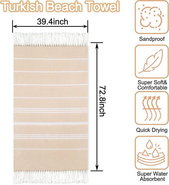 Beach Towel 2 Pack,Sand Free Beach Towels Oversized 39 x 72,Turkish Beach Towel Quick Dry,Lightweight Pool Towels for Adults Travel Towel,Cool Beach Essentials