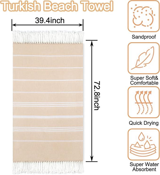 Beach Towel 2 Pack,Sand Free Beach Towels Oversized 39 x 72,Turkish Beach Towel Quick Dry,Lightweight Pool Towels for Adults Travel Towel,Cool Beach Essentials