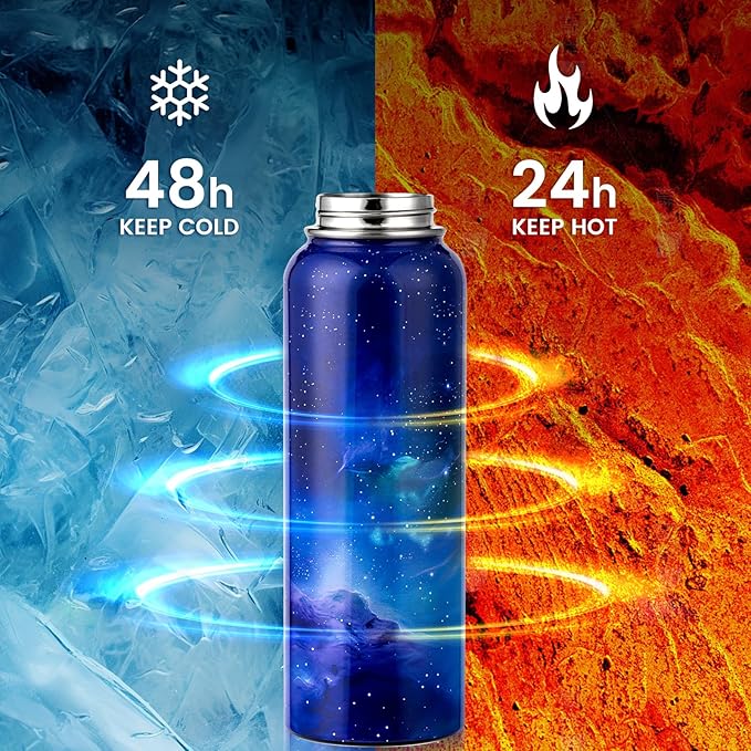 40oz Insulated Water Bottle, Triple Wall Vacuum Stainless Steel Water Bottles - Keeps Cold 48H, Reusable Metal water flask Jug for Gym, Sports, Camping, Hiking,Travel, Aurora-Purple