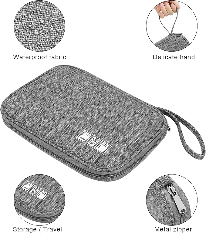 Electronic Organizer Travel Universal Cable Organizer Electronics Accessories Bag for Cable, Charger, Phone, USB, SD Card,1Pack