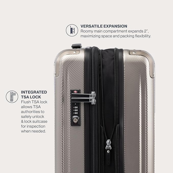 Travelpro Pathways 3 Hardside Expandable Luggage, 8 Spinner Wheels, Lightweight Hard Shell Suitcase 3 Piece Set (21/25/28), Champagne