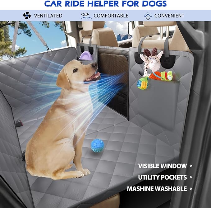 Back Seat Extender for Dogs, Hard Bottom Dog Seat Cover for Truck Back Seat, Dog Hammock for Truck XL Size Fits for Crew Cab F150, RAM1500, Sierra, Silverado,Tundra, Titan(59‘x29’)