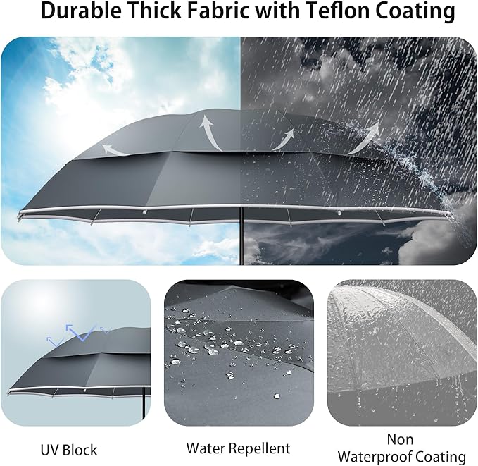 Urvoix Compact Golf Umbrellas Windproof, Travel Umbrella for Rain, 10 Ribs Aluminum Alloy & Fiberglass w/Reflective Stripe, Double Canopy Automatic Anti-bounce Close