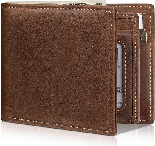 Artpaxy Mens Wallet Bifold Genuine Leather RFID Blocking Wallet for Men with 1 ID Windows 13 Card Holders 2 cash pockets 1 Gift Box