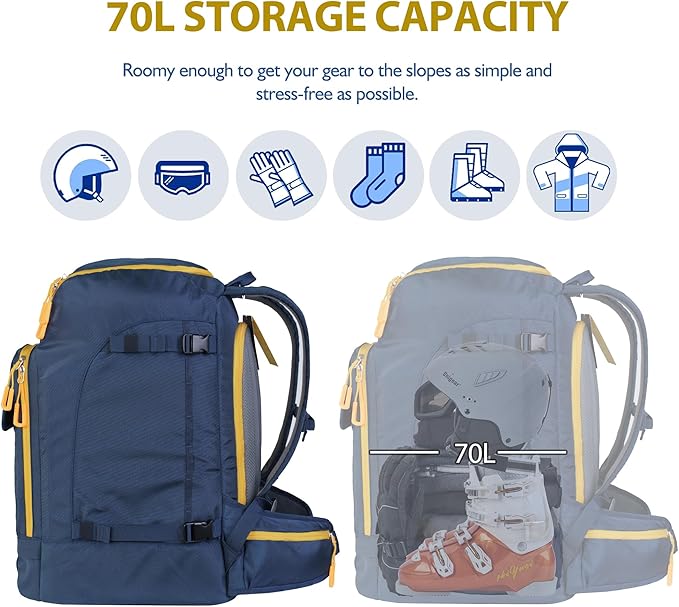 Unigear Ski Boot Bag Backpack for Helmet 50L/70L, Goggles, Gloves, Skis, Snowboard & Accessories