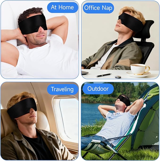 Silk Sleep Mask – 100% Mulberry Silk Eye Mask for Sleeping, Soft Slip Feel, Adjustable Headband, Blackout for Side Sleepers, Men & Women