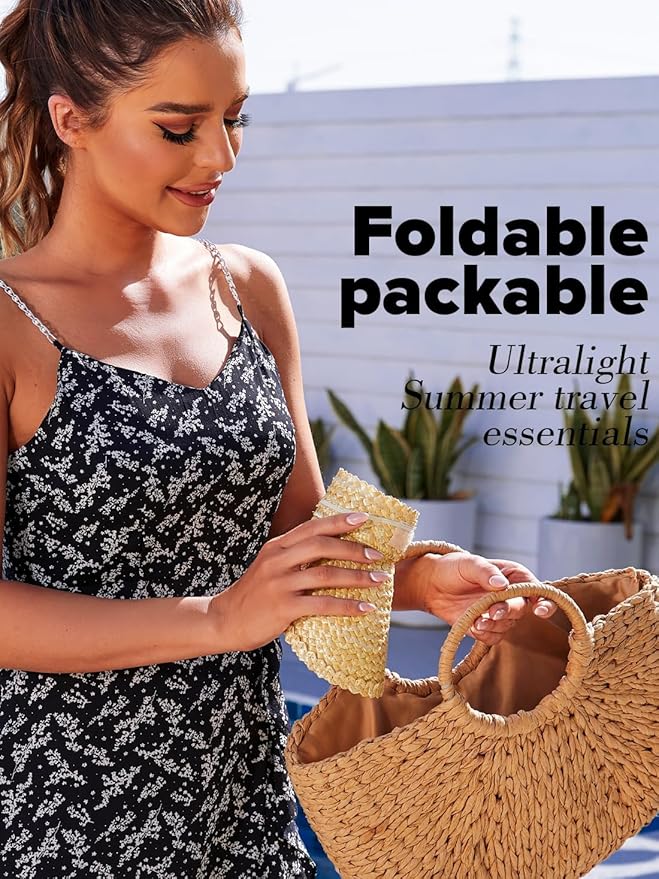 Straw Sun Visors & Hats for Women - Packable Beach Hats, Handmade, Sun Protection