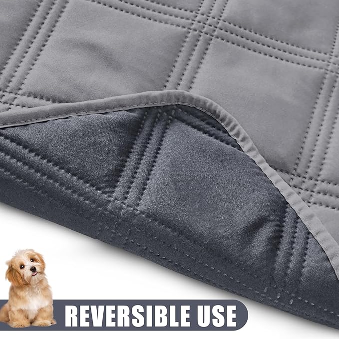 Smiry Waterproof Dog Bed Cover Blanket 40x80, Soft Reversible Pet Blanket, Washable Leakproof Cats Dogs Couch Cover for Sofa, Couch, Furniture, Lattice, Grey/Dark Grey