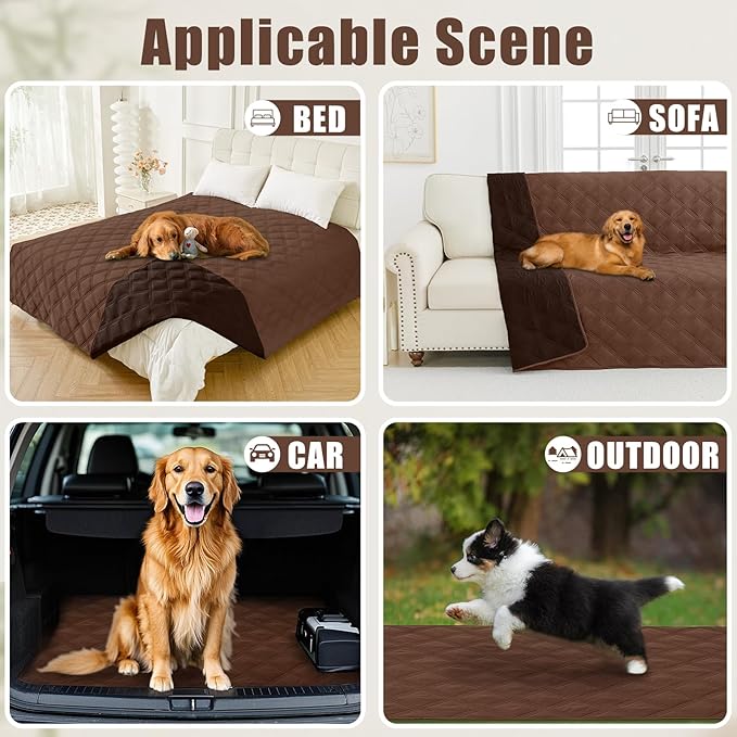 Smiry Waterproof Dog Bed Cover Blanket 30x53, Soft Reversible Pet Blanket, Washable Leakproof Cats Dogs Couch Cover for Sofa, Couch, Furniture, Lattice, Brown/Chocolate