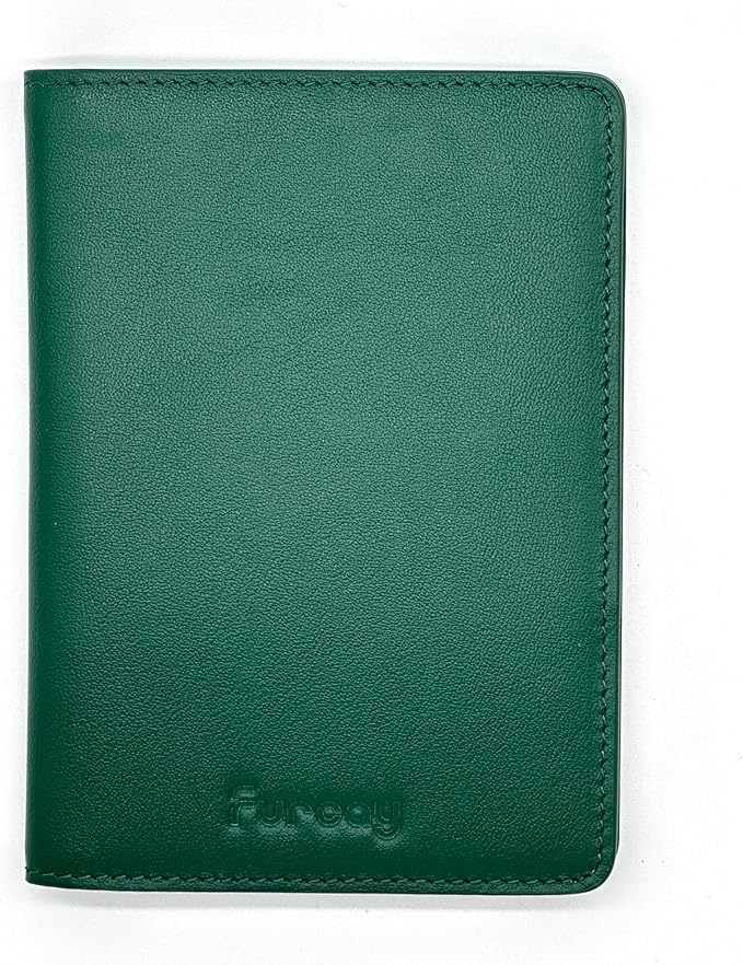 Passport holder for travel, Genuine Nappa Leather Passport Cover with RFID blocking. A must-have Airport Travel safety essentials for both men and women.(Green/Brown)