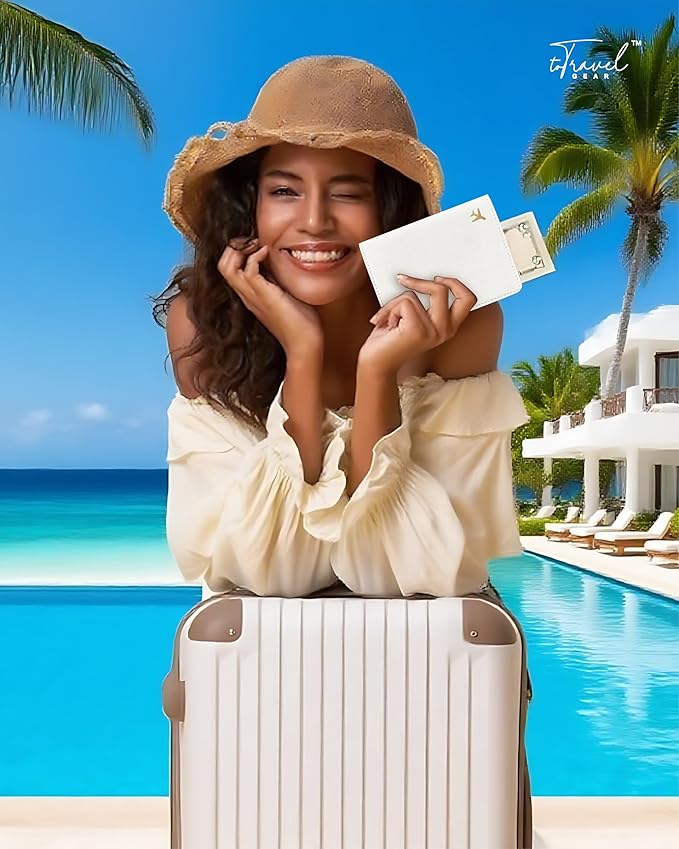 PU Leather Passport Holder Covers Case, Waterproof Rfid Blocking Travel Wallet Passport Holder(Cream)