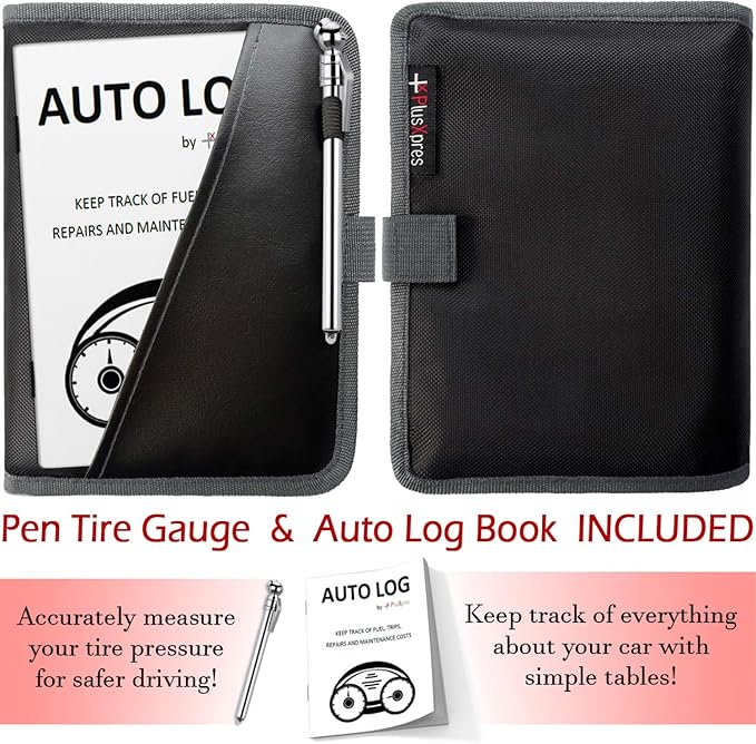 Glove Box Compartment Organizer - Car Document Holder - Owner Manual Case Pouch - Vehicle Storage Wallet for Registration & Insurance Card - Premium Auto Paperwork Holder - Log Book included - Gray
