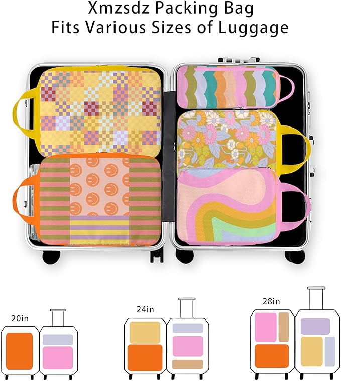 8 Pcs Compression Packing Cubes for Travel, Lightweight Waterproof Luggage Organizer Bags Set, Washable Packaging Cubes for Women Backpack Carry-On Suitcases