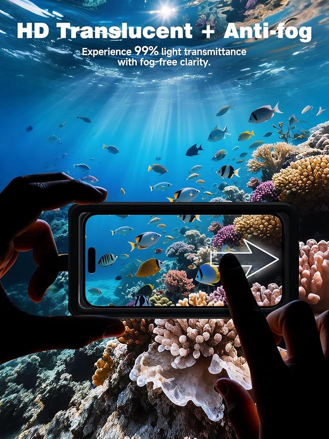 Waterproof Phone Pouch Case 7.5", 2025 Upgraded IPX8 Waterproof Phone Case for Snorkeling, Universal Fit for iPhone 16 Pro Max 15 14 13, Galaxy S25, Beach Vacation Essentials (Black)