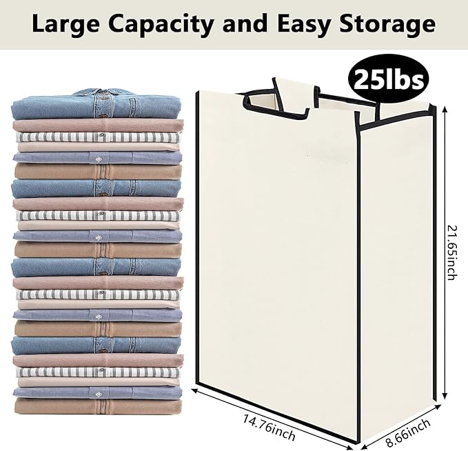 Bonuci 3 Pcs Laundry Sorter Replacement Bags Hamper Cart Removable Replacement Laundry Storage Organizer Bag Hamper Liner, No Hooks 14.76 x 8.66 x 21.65 Inch (Beige)