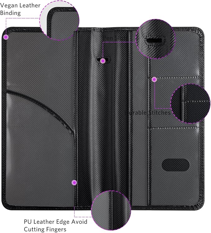 CoBak Car Registration and Insurance Holder - Vehicle Glove Box Car Organizer,Auto Truck Comparment Accessories Case with Magnetic Closure for Driver License,Cards