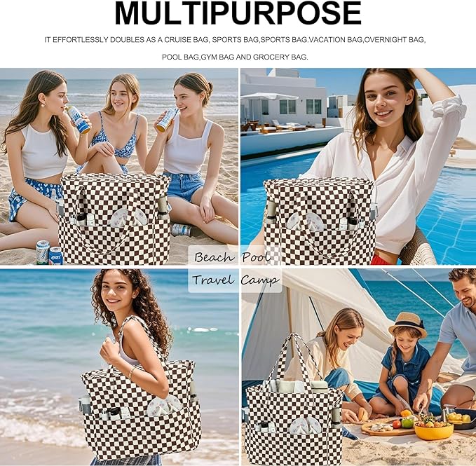 Bluboon Waterproof Beach Tote Pool Bags for Women Ladies Extra Large Carry On Bag With Wet Compartment for Weekender Travel