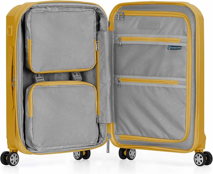 Traveler's Choice Pagosa Indestructible Hardshell Expandable Spinner Luggage, Yellow, 22-Inch Carry-on
