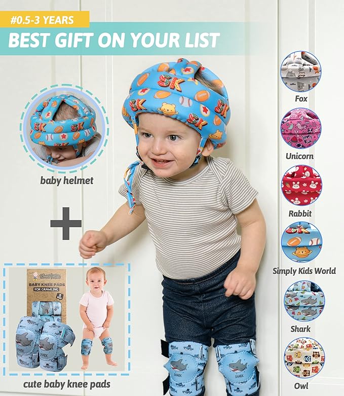 Baby Helmet for Crawling & Walking - Head Protector for Infants, Soft Cushion Safety Headguard, Toddler Inflatable Helmets 6-12 Months