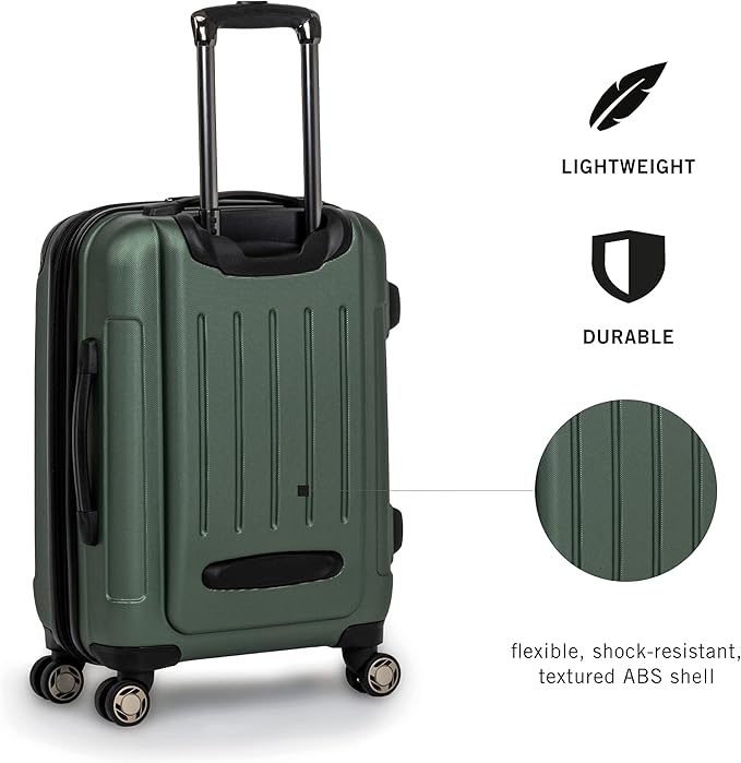 Kenneth Cole REACTION Renegade Luggage Expandable 8-Wheel Spinner Lightweight Hardside Suitcase, Cilantro, 20-inch Carry On