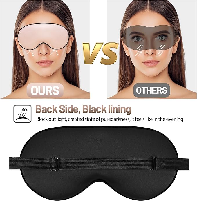 Silk Eye Sleep Mask - Adjustable Strap, Comfortable & Soft Satin Eye Mask, Blindfold Eyeshade for Men & Women for A Full Night's Sleep (Pink)