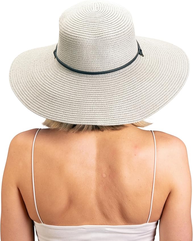 Sloggers Women's Wide Brim Braided Sun Hat with Wind Lanyard - UPF 50+ Maximum Sun Protection
