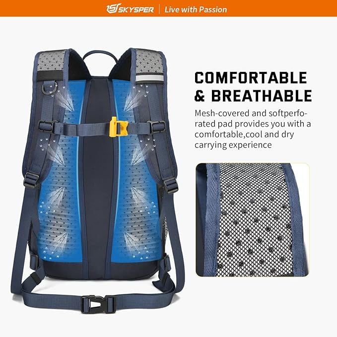 SKYSPER Small Hiking Daypack, 20L Lightweight Travel Backpacks Day Hike Pack with Waist Strap for Women Men