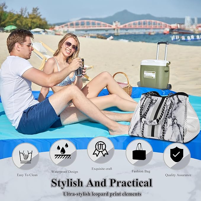 QOGiR Neoprene Multipurpose Beach Bag Tote with Inner Zipper Pocket … … … …