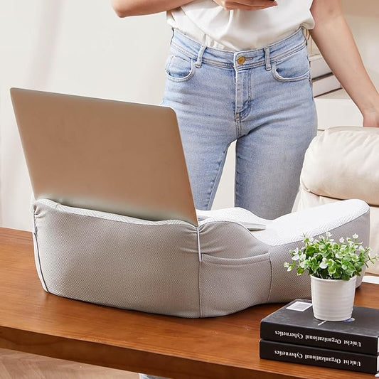 Lap Desk, Laptop Lap Desk Lap Desk with Cushion, Laptop Pillow for Lap, Portlands Portable Desk Pad, Gaming Pillow Work Pillow for Bed, Couch, Car(Ash Gray)