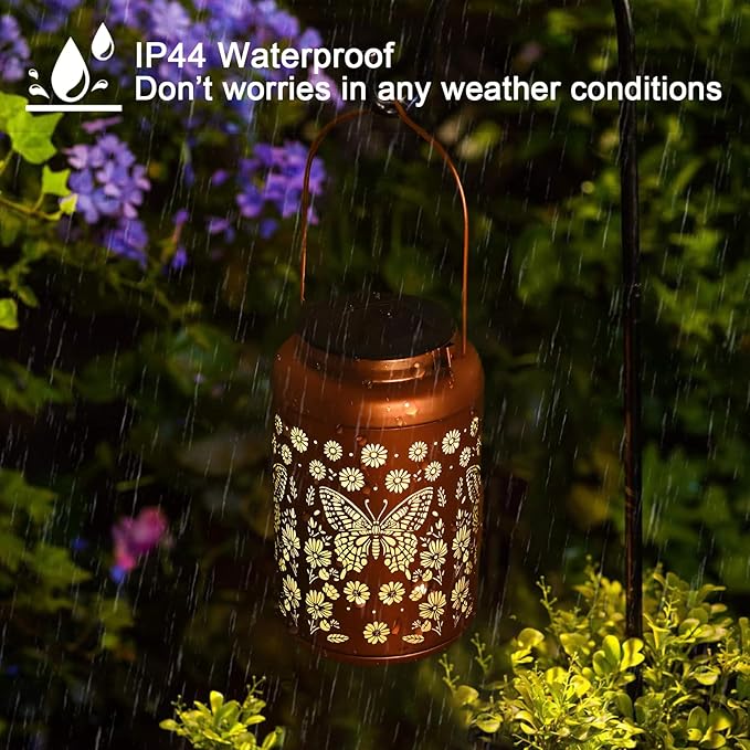Gifts for Women Men Mom, Butterfly Solar Lights Outdoor Waterproof, Mothers Day Gifts Decoration Outside for Outdoor, Yard, Lawn, Balcony Garden Decor Butterflies Solar Lantern