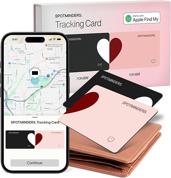 Wallet Tracker Card - Apple MFI Certified & Works with Apple Find My Tracking Card for Wallet Tag Rechargeable IP68 Waterproof 0.07in Slim Item Finder (Valentines Edition (Pack of 2))