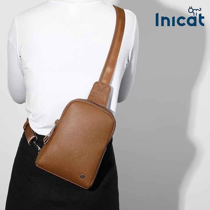 INICAT Travel Small Crossbody Sling Bags Women Cross Body Purses Passport Holder Vegan Leather Fanny Packs Birthday Gifts