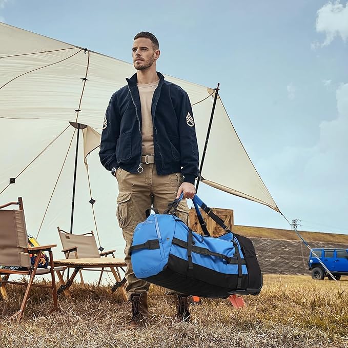 Rolling Duffle Bag with Wheels,86L 30”Carry on Luggage with Wheels,Folding Travel Bag,Duffle Backpack with Separate Shoe Compartment (blue)