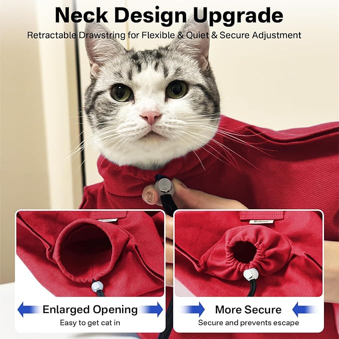 Amkune [Cozy Travel] Cat Carrier Pouch, Soft Cat Carrier for Small Cats, Carrying Sack, Restraint Bag for Nail Trimming, Vet Visits, Giving Meds, Dental Care, Car Travel - Wine Red