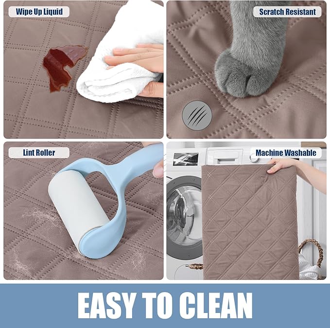 Smiry Waterproof Dog Bed Cover Pet Blanket, Soft Washable Dog Blanket for Furniture Bed Couch Sofa Reversible, Checkered (30"x70", Greyish Brown/Brown)