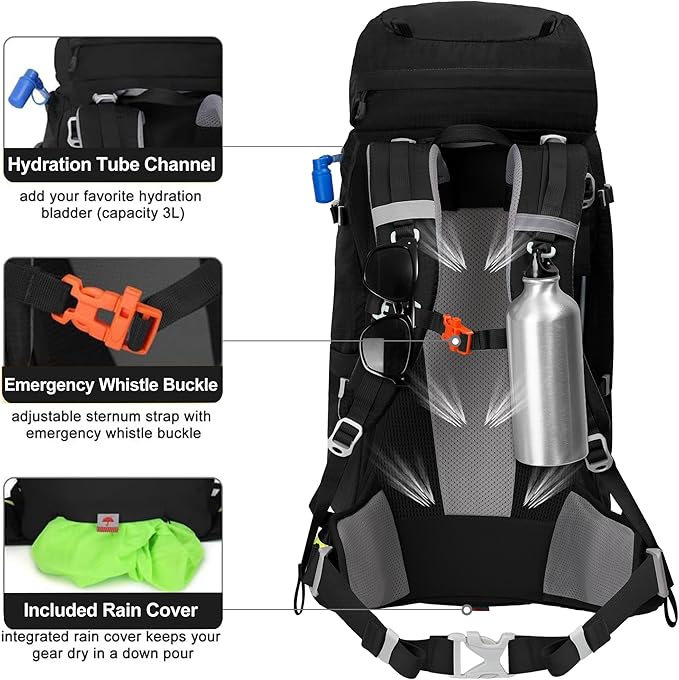 N NEVO RHINO Internal Frame Hiking Backpack 50/60/65/70/80L, Mountain Climbing Camping Backpack Daypack Waterproof Rain Cover | Mountain Climbing, Camping Backpack, Daypack, Waterproof, Rain Cover