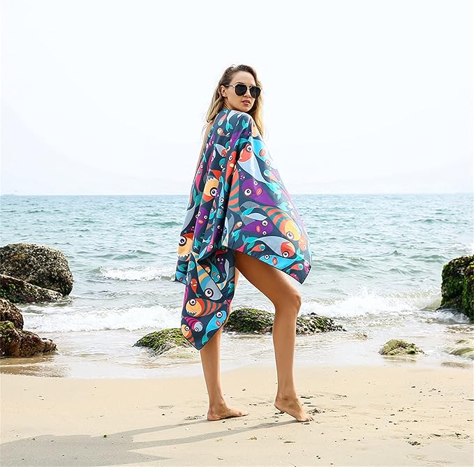 4Monster Microfiber Beach Towel Quick Dry,Super Absorbent Lightweight Travel Towel for Swimmers, Sand Free Camping Towel, Beach Towels for Pool,Swim,Water Sports,Yoga