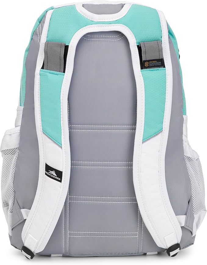High Sierra Loop Backpack, Travel, or Work Bookbag with tablet sleeve, One Size, Aquamarine/White/Ash