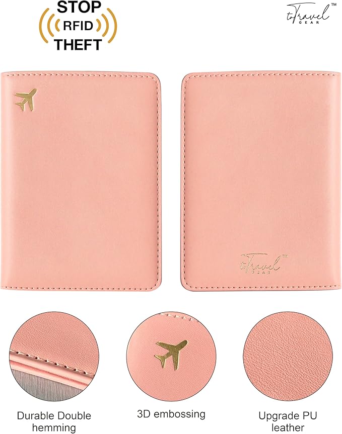 PU Leather Passport Holder Covers Case, Waterproof Rfid Blocking Travel Wallet Passport Holder(Warm Nude)