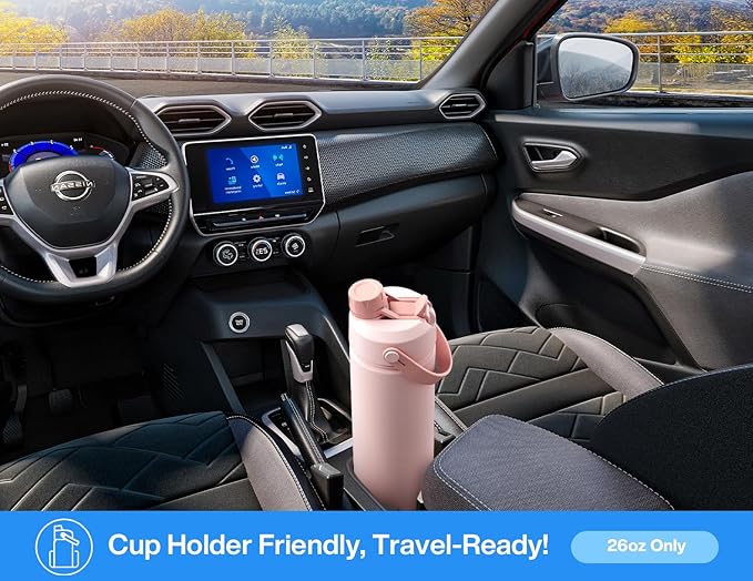 POWCAN 26 oz Insulated Water Bottle with 2-in-1 Straw and Spout Lid, Keep Cold 24H, Leak-Proof, Fits in Car Cup Holder, Stainless Steel Water Bottle for Sports, Travel, Gym, and School (Tidal Echo)