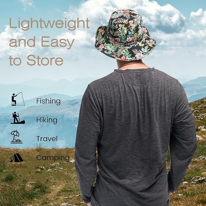 Bucket Hat Wide Brim UV Protection Sun Hat Boonie Hats Fishing Hiking Safari Outdoor Hats for Men and Women