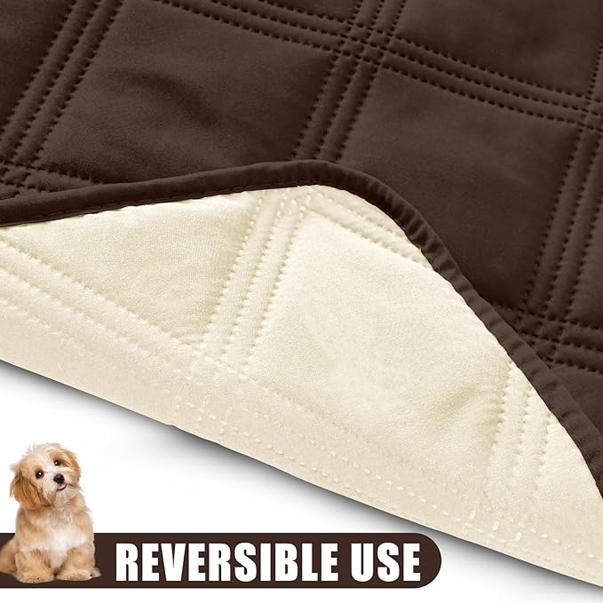 Smiry Waterproof Dog Bed Cover Blanket 30x53, Soft Reversible Pet Blanket, Washable Leakproof Cats Dogs Couch Cover for Sofa, Couch, Furniture, Lattice, Chocolate/Beige