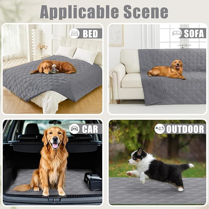 Smiry Waterproof Dog Bed Cover Blanket 30x70, Soft Reversible Pet Blanket, Washable Leakproof Cats Dogs Couch Cover for Sofa, Couch, Furniture, Lattice, Grey/Grey