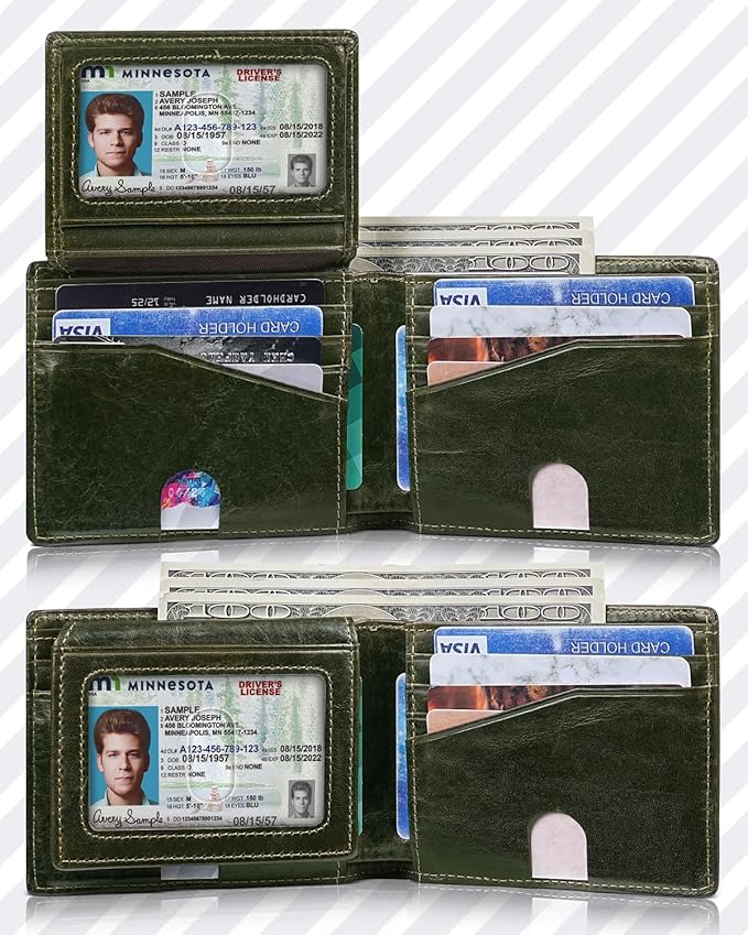 Artpaxy Mens Wallet Bifold Genuine Leather RFID Blocking Wallet for Men with 2 ID Windows 12 Card Holders 2 cash pockets 1 Gift Box