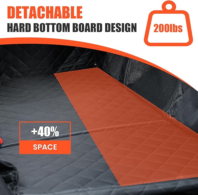 Egles Dog Car Seat Cover Backseat Protector Hard Bottom Extender for Large Dogs, 600D Waterproof Scratch Proof Nonslip Quick Install with Foldable Bag, Pet Hammock for SUV Truck Sedan