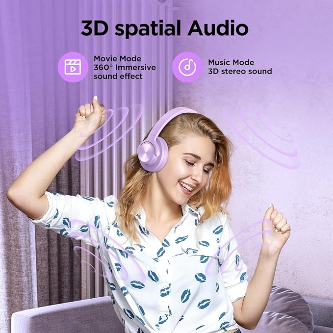 Noise Cancelling Headphones: Wireless Over Ear Bluetooth Headphones with 130H Playtime - Hi-Res Sound Custom EQ via App Deep Bass Comfort Fit Ear Cups for Travel Home Office