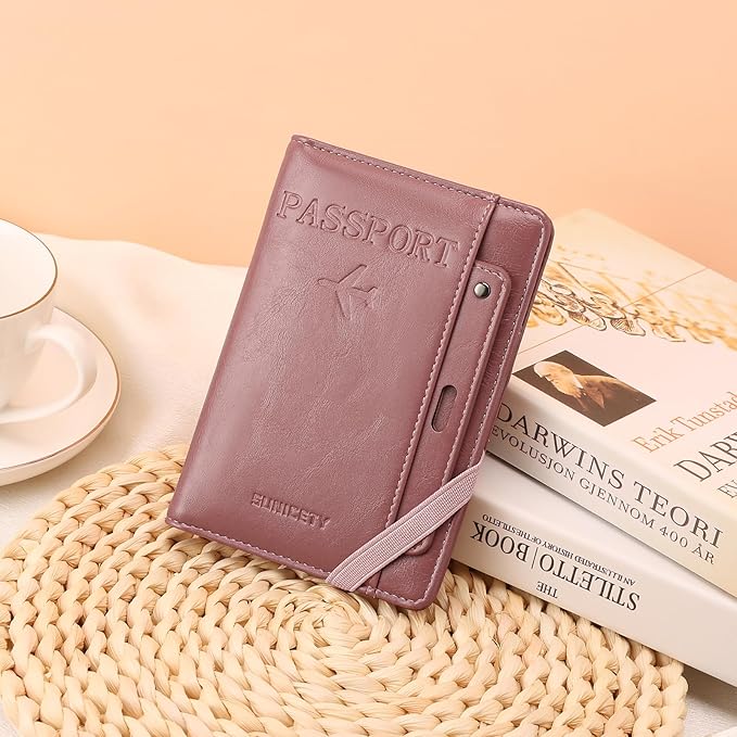Rfid Passport Holder for Travel Women Men Passport Wallet Rfid Blocking with Card Slots and Pen Holder
