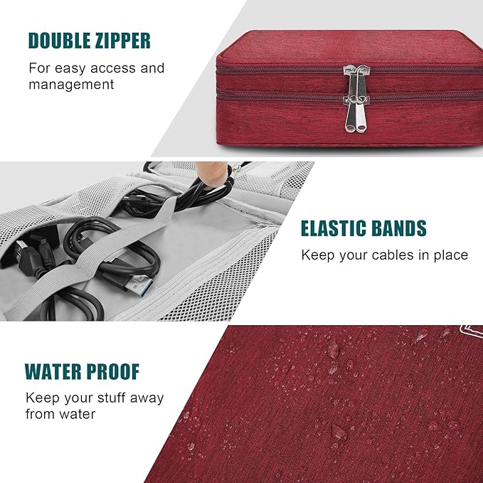 Electronic Organizer Travel Universal Cable Organizer Electronics Accessories Bag for Cable, Charger, Phone, USB, SD Card,1Pack