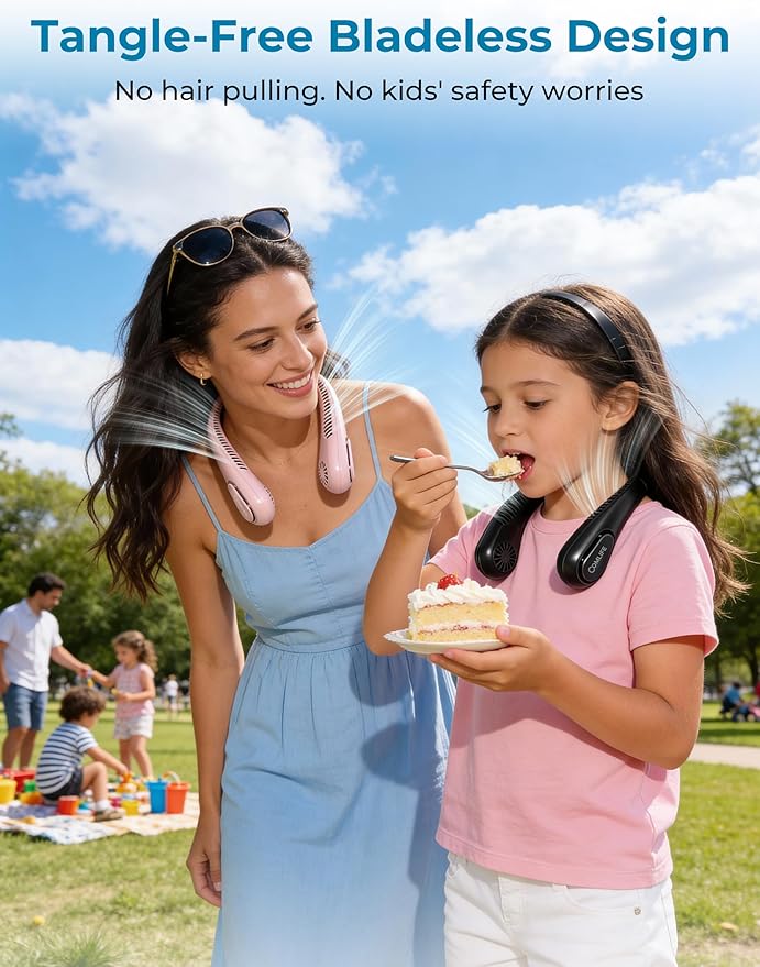 Portable Bladeless Neck Fan, Birthday Gifts for Women Mom Girl, Gifts for Mother’s Day, Wearable Cooling Fan, 5000mAh Rechargeable Battery, Essential for Camping Travel Beach Vacation(2026 Upgraded)